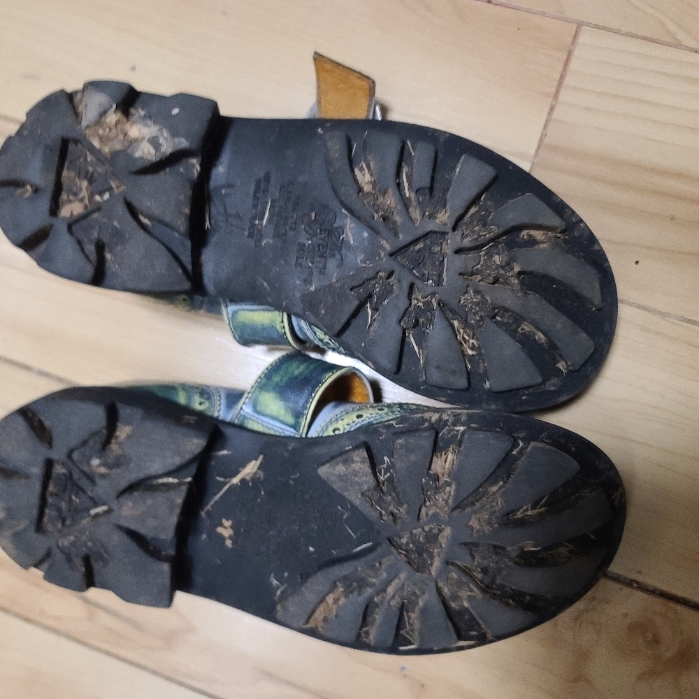 John fluevog size 7 Angela Mary janes green acid wash - Picture 5 of 9